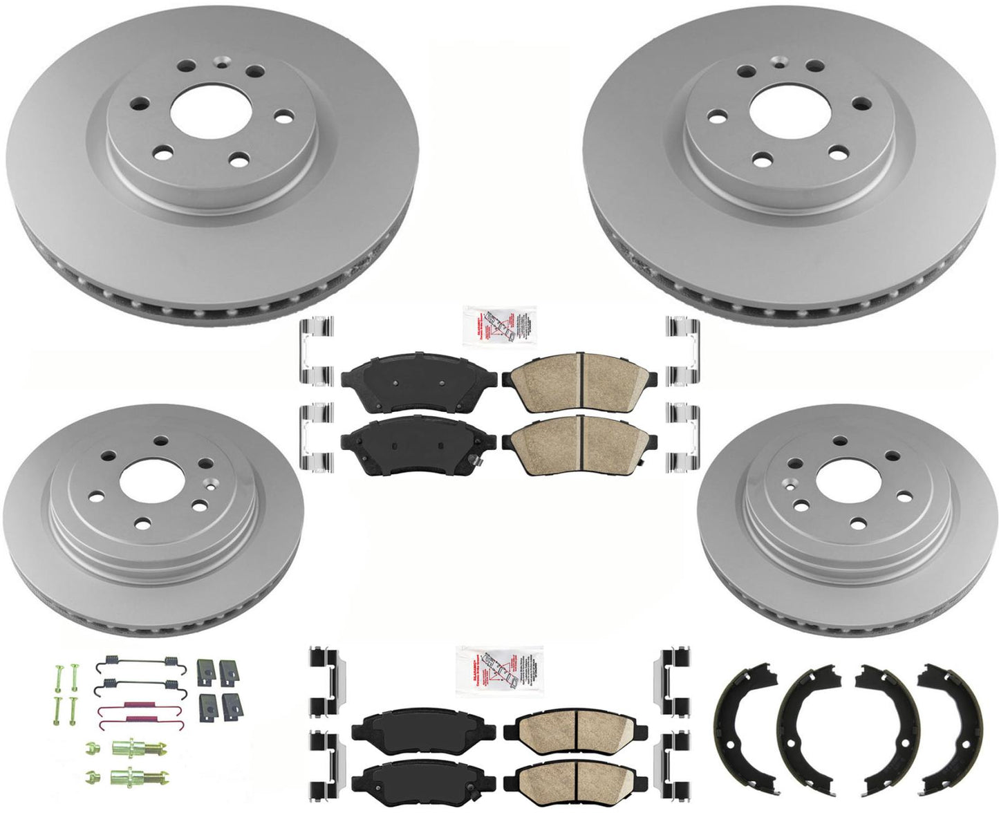 Front & Rr AmeriBRAKES Coated Disc Brake Rotors & Pads Fits 10-16 Cadillac SRX