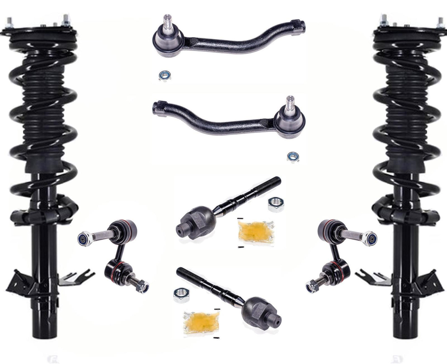 Front Struts Tie Rods & Links For 14-2017 Infiniti QX70 3.7L All Wheel Drive