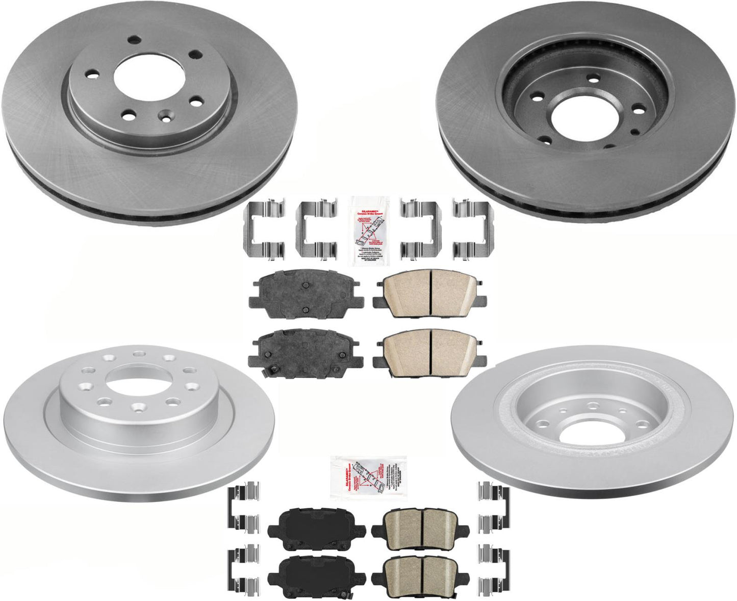 Front & Rr Coated Disc Brake Rotors & Pads For GMC 18-19 Terrain J60 Brake Code