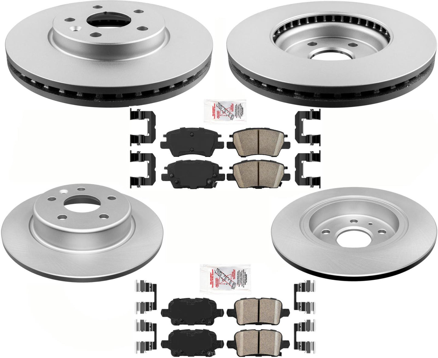Coated Front & Rear Disc Brake Rotors & Ceramic Pads For 2016-2022 Volt Bolt EV
