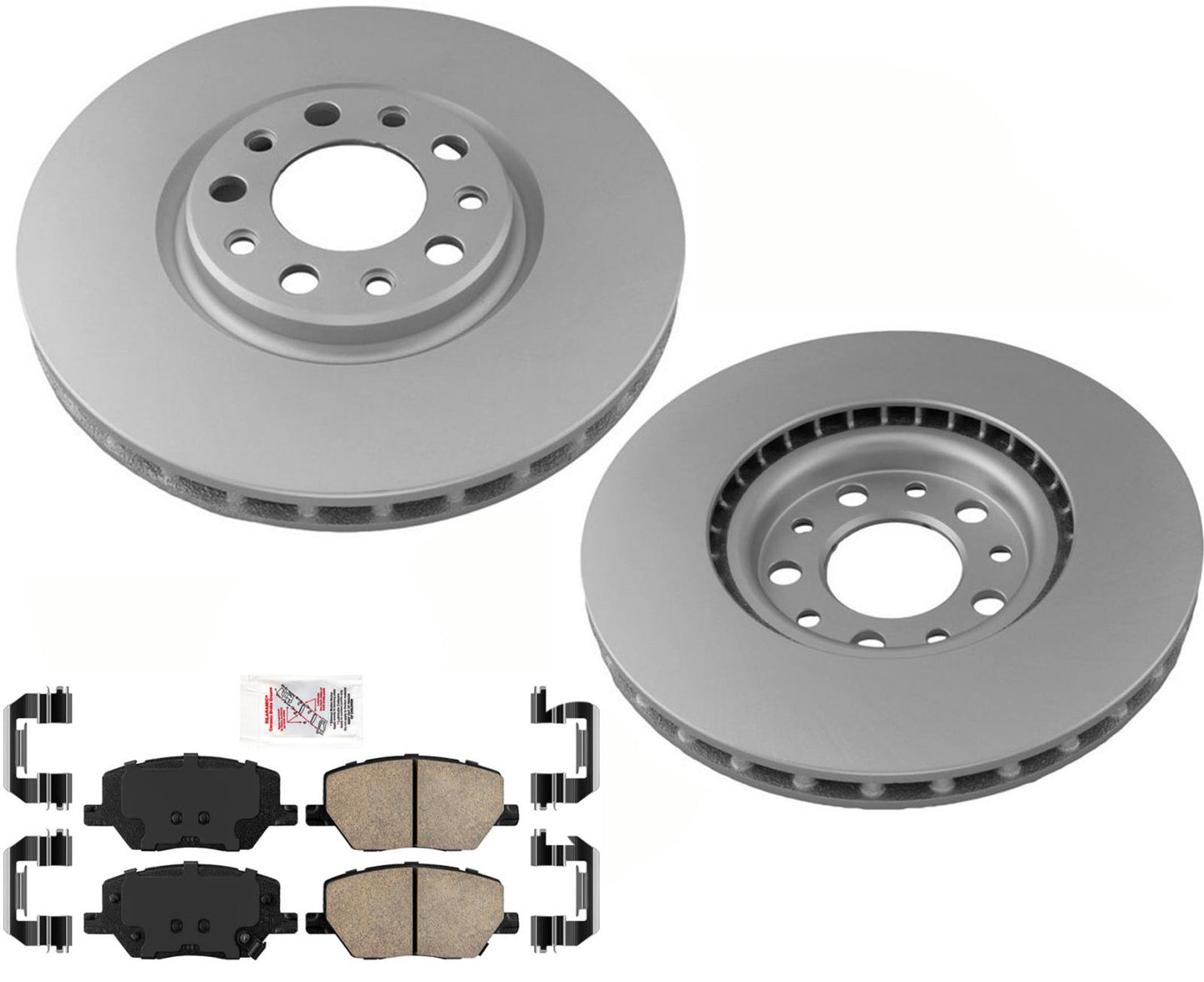 Rotores y pastillas de freno de disco con revestimiento GEO delantero AmeriBRAKES para Jeep Compass 2018-22