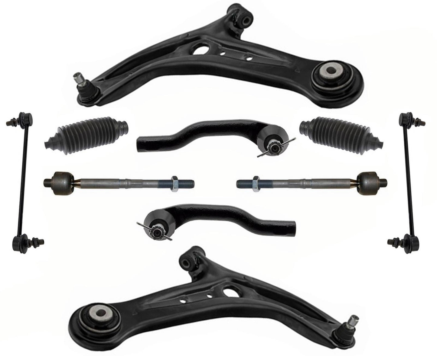 Front Lower Control Arms Inner Outer Tie Rods & Links For 2011-2014 Mazda 2
