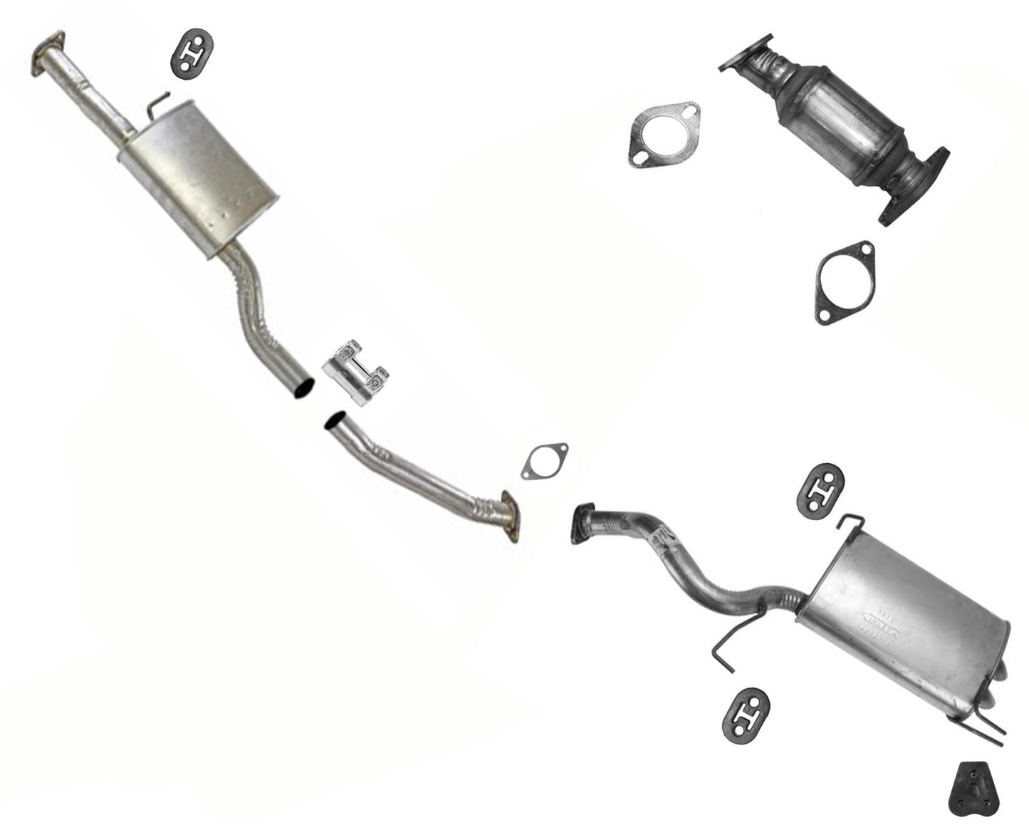 Converter Resonator Pipe Dual Outlet Rear Muffler for 2011-2013 KiA Sorento 3.5L
