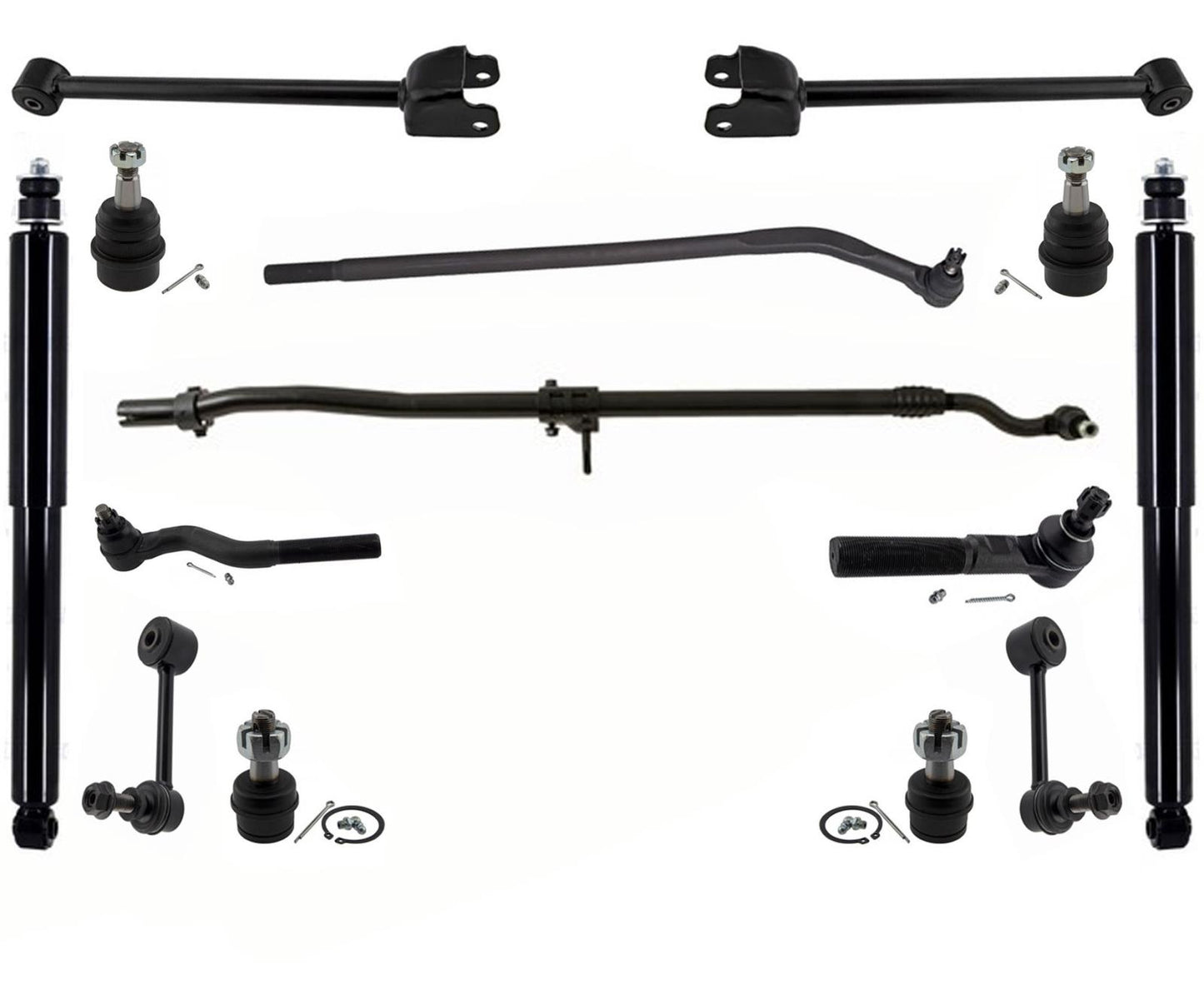 Para Jeep Wrangler 2007-2017, amortiguadores delanteros, brazos superiores, rótulas, enlaces de varillas de amarre