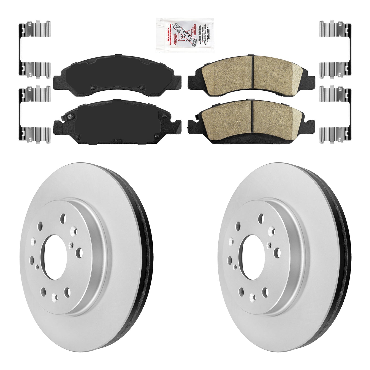Front Ceramic Pads & Coated Rotors FOR 07-20 SILVERADO EXPRESS TAHOE SUBURBAN
