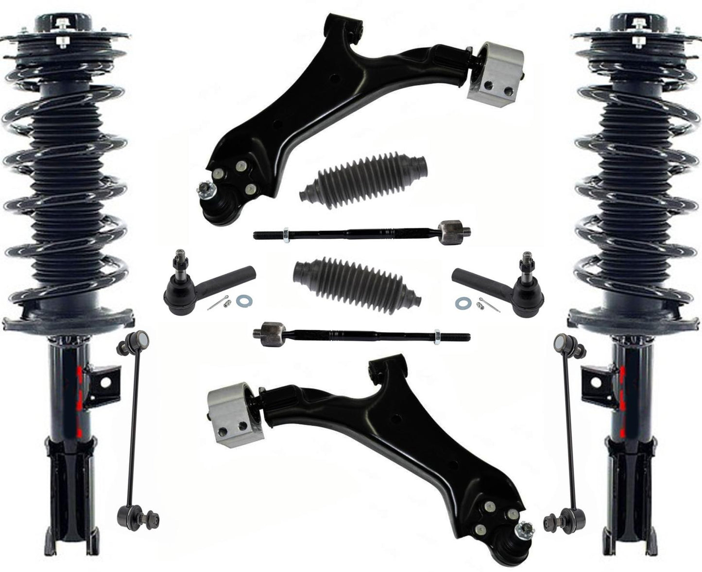 Barras de acoplamiento y enlaces de brazos de control de puntales completos delanteros para Chevrolet Equinox 10-17