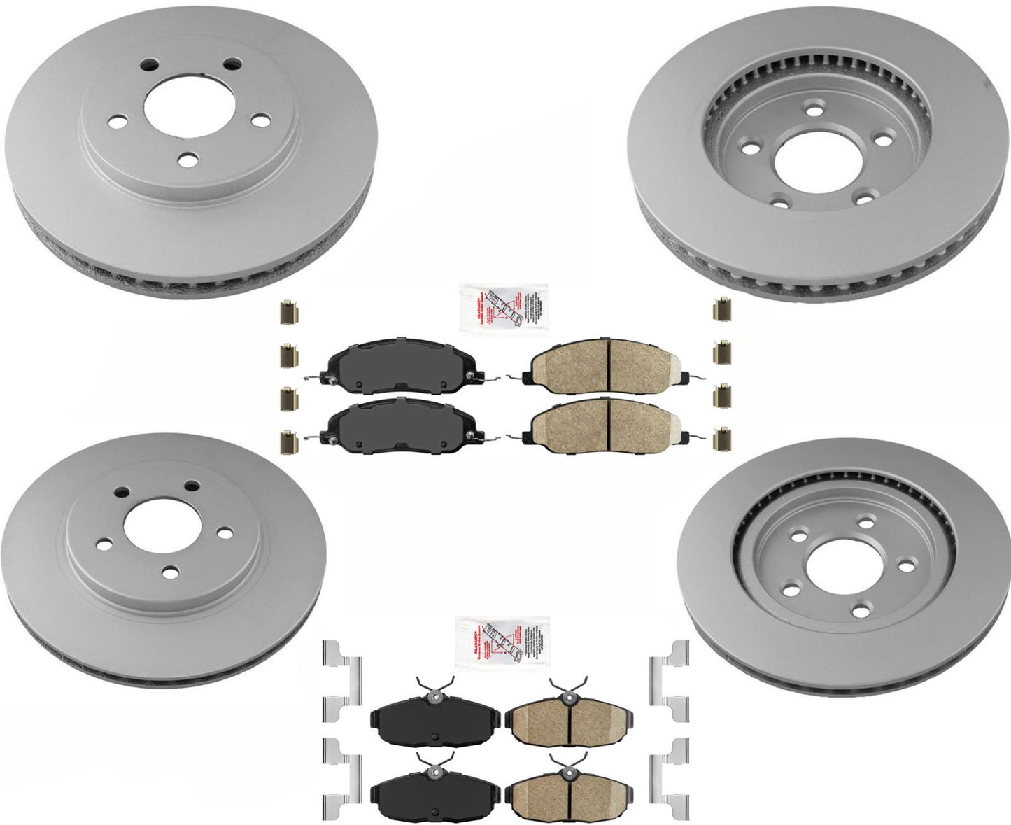 AmeriBRAKES Kit de pastillas y rotores de freno de disco recubiertos GEO para Mustang 4.0L 2005-2010