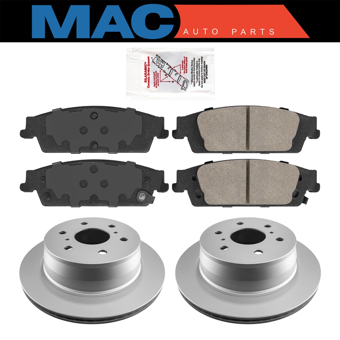 Rear Ceramic Pads & Coated Rotors FOR 13-20 SILVERADO SUBURBAN YUKON TAHOE