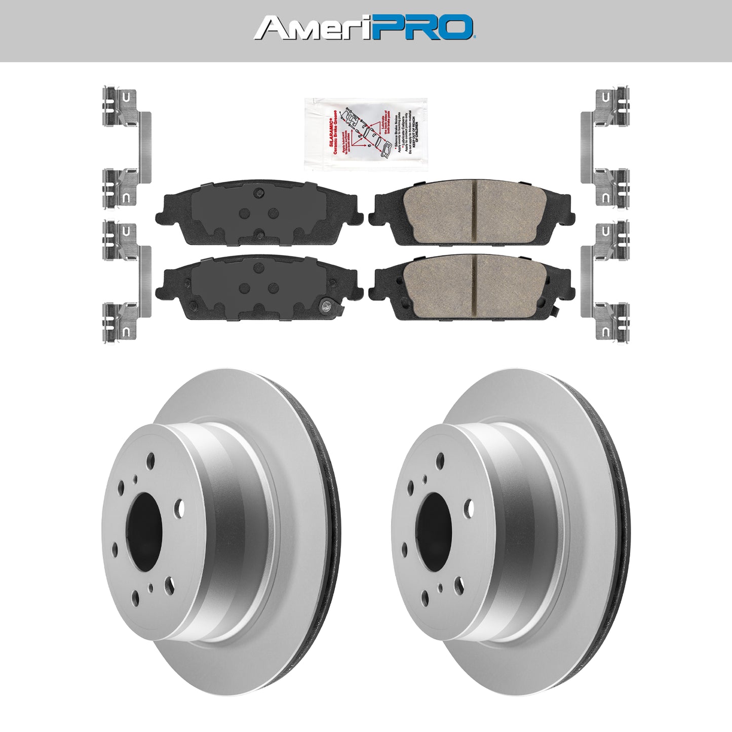 Rear Ceramic Pads & Coated Rotors FOR 13-20 SILVERADO SUBURBAN YUKON TAHOE