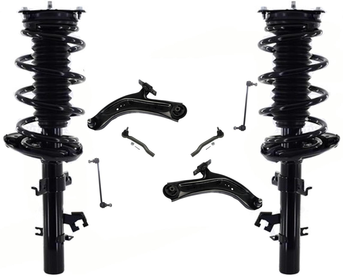 Front Complete Struts Lower Control Arms Tie Rods For Nissan Rogue 2014-2020