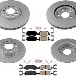For Dodge Dart 2013-2016 Coated Front & Rear Disc Brake Rotors & Ceramic Pads