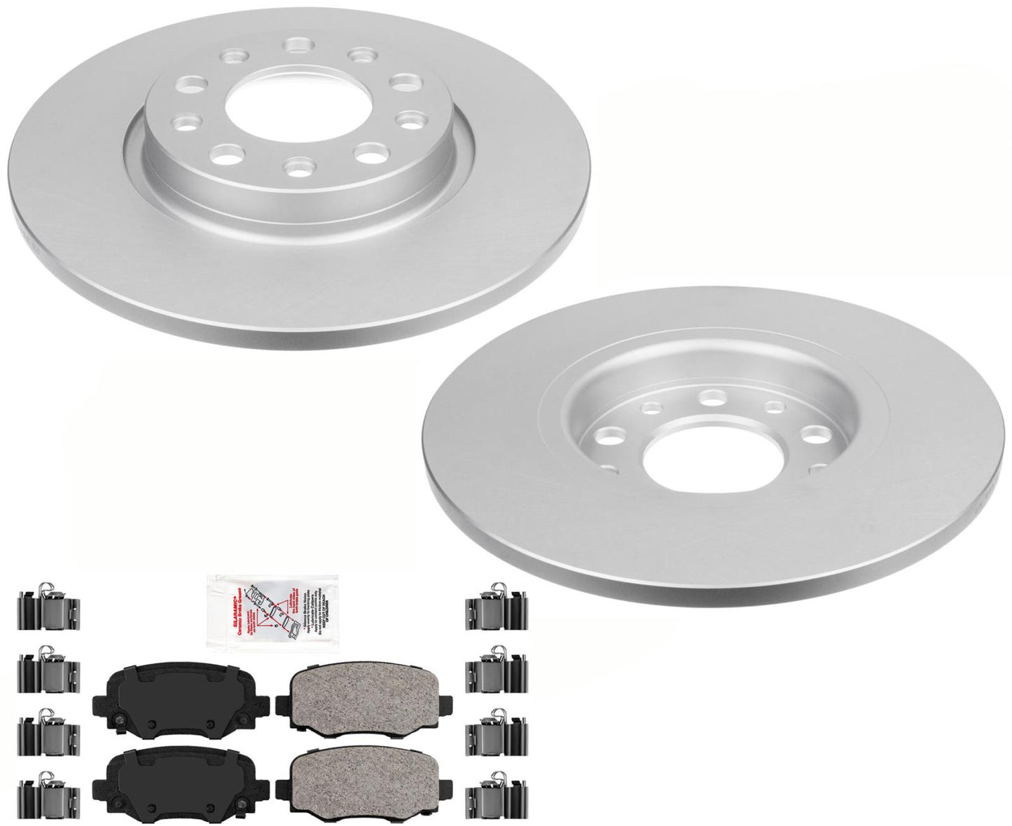 Para Chrysler 200 2015-2017 Rotores de freno de disco traseros recubiertos, pastillas de cerámica, hardware