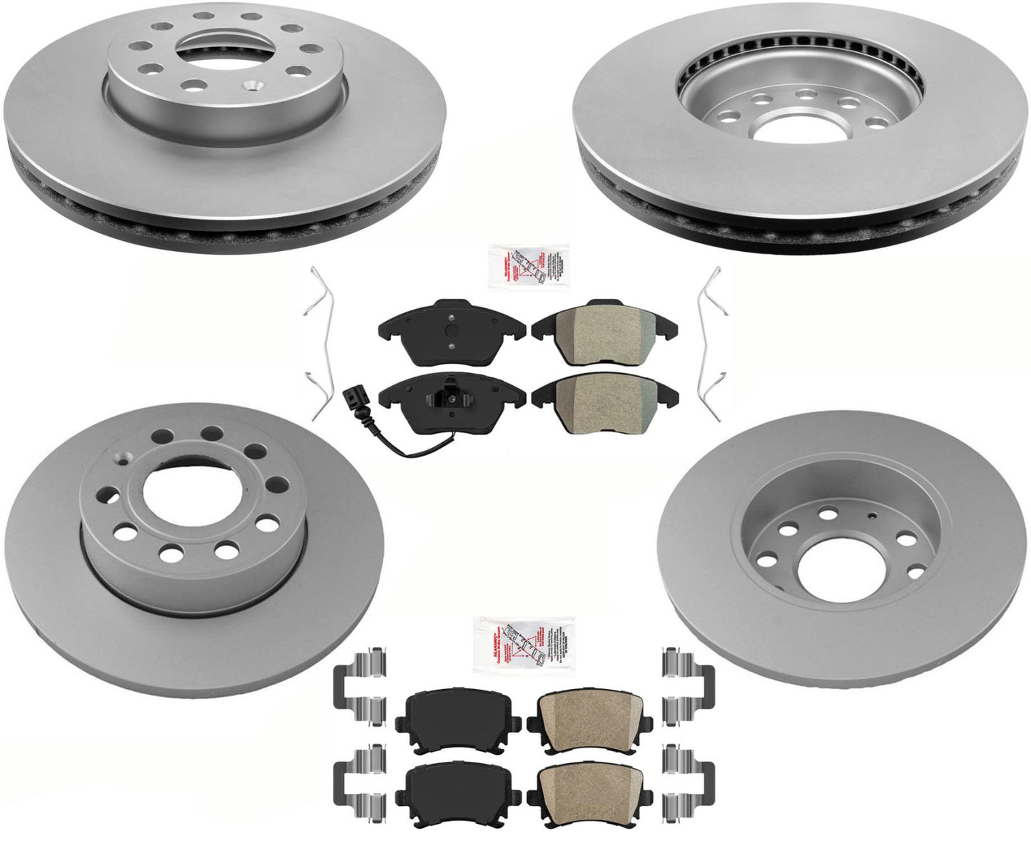 Coated Disc Brake Rotors Brake Pads & Hardware For Volkswagen Jetta 2.5L 05-10