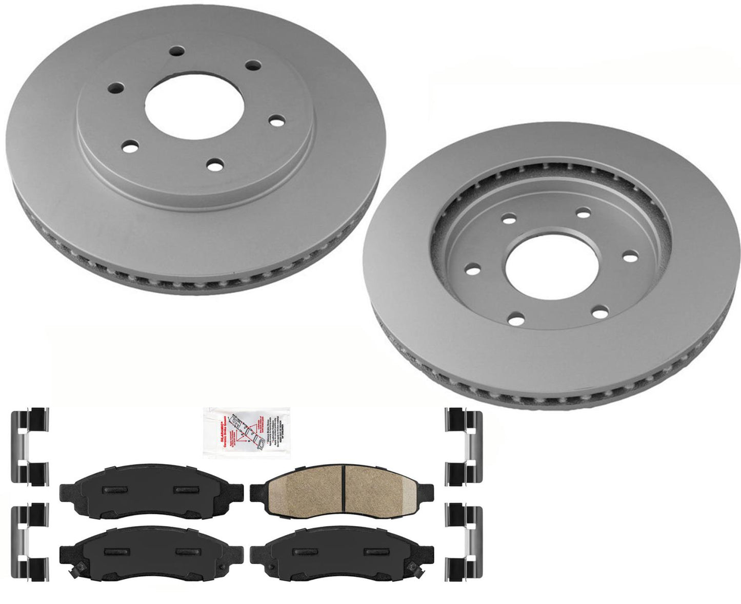 AmeriPRO GOE Pastillas de freno de cerámica para rotores de freno delanteros recubiertos para Nissan Titan 2004