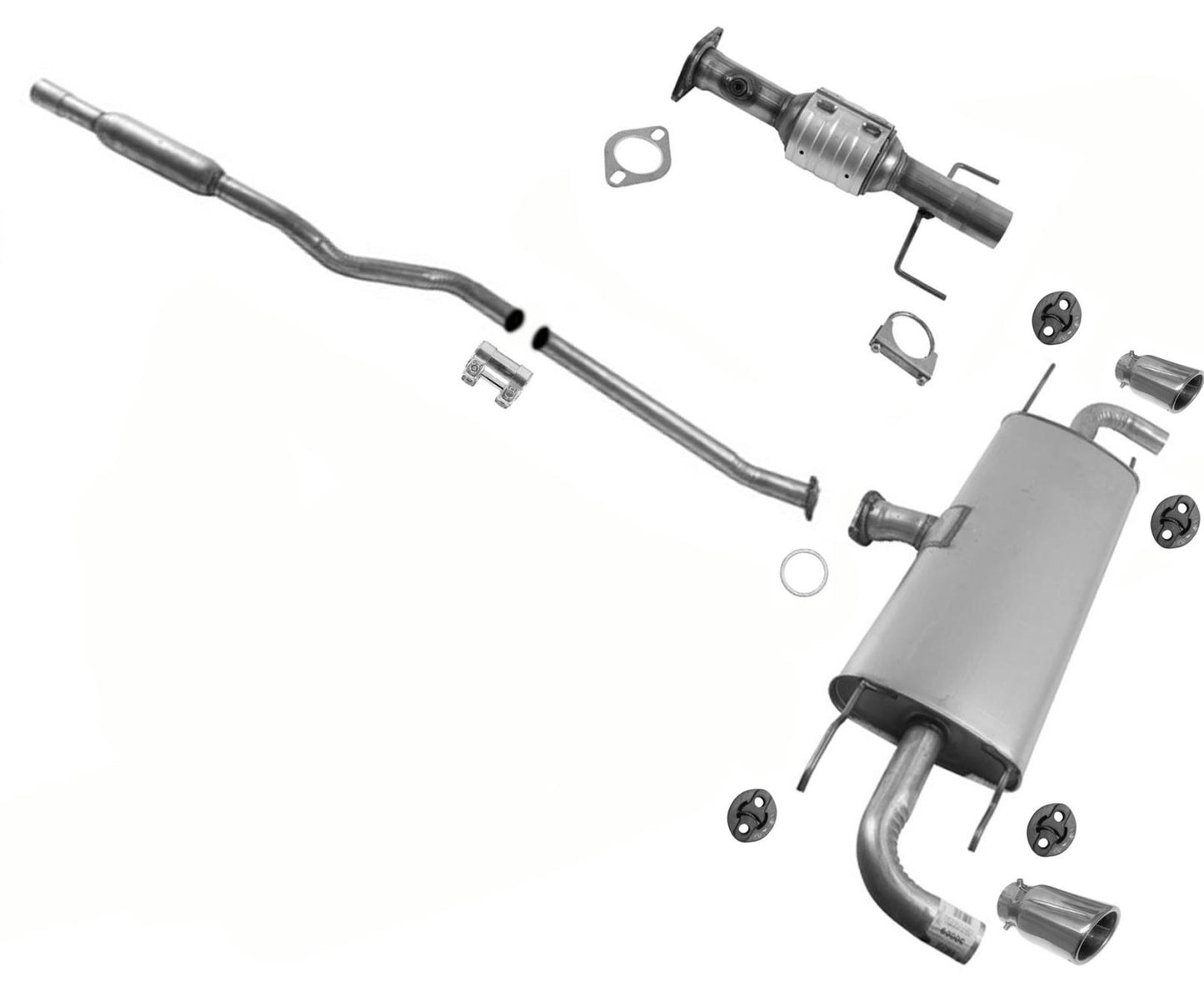 Silenciador de doble salida de tubo resonador convertidor para Mazda 3 Hatchback 2.5L 2014-16