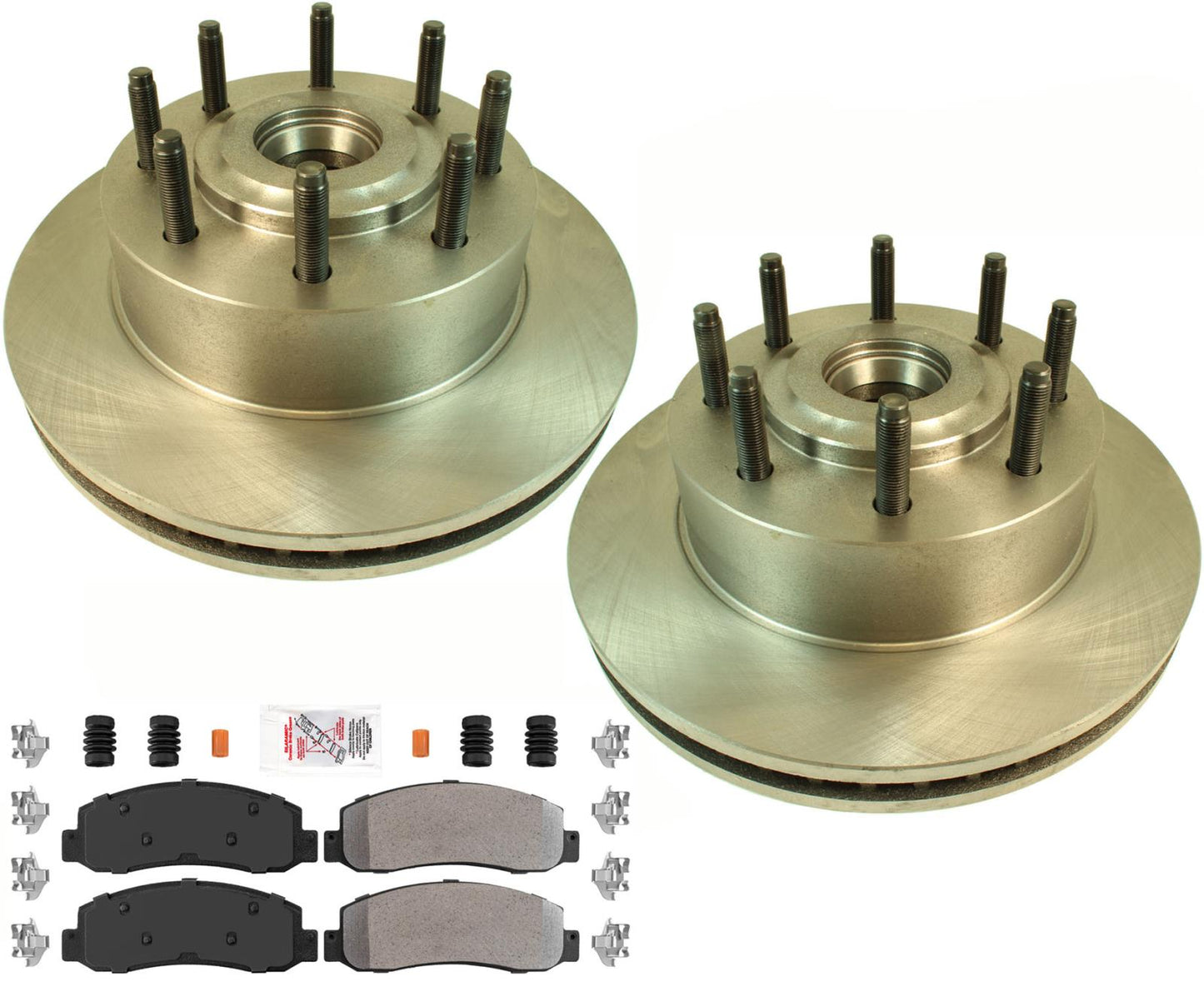 Front Disc Brake Rotors and Brake Pads for Ford F250 Rear Wheel Drive 2005