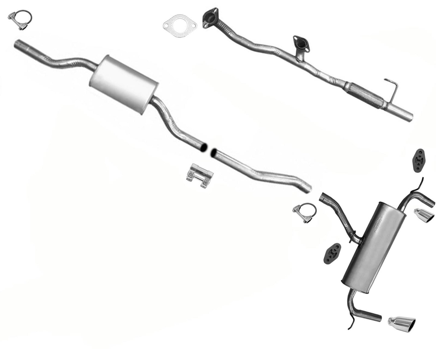 Flex Pipe Ext Pipe Resonator Dual Outlet Muffler for Ford Edge 3.5L 2011-2014