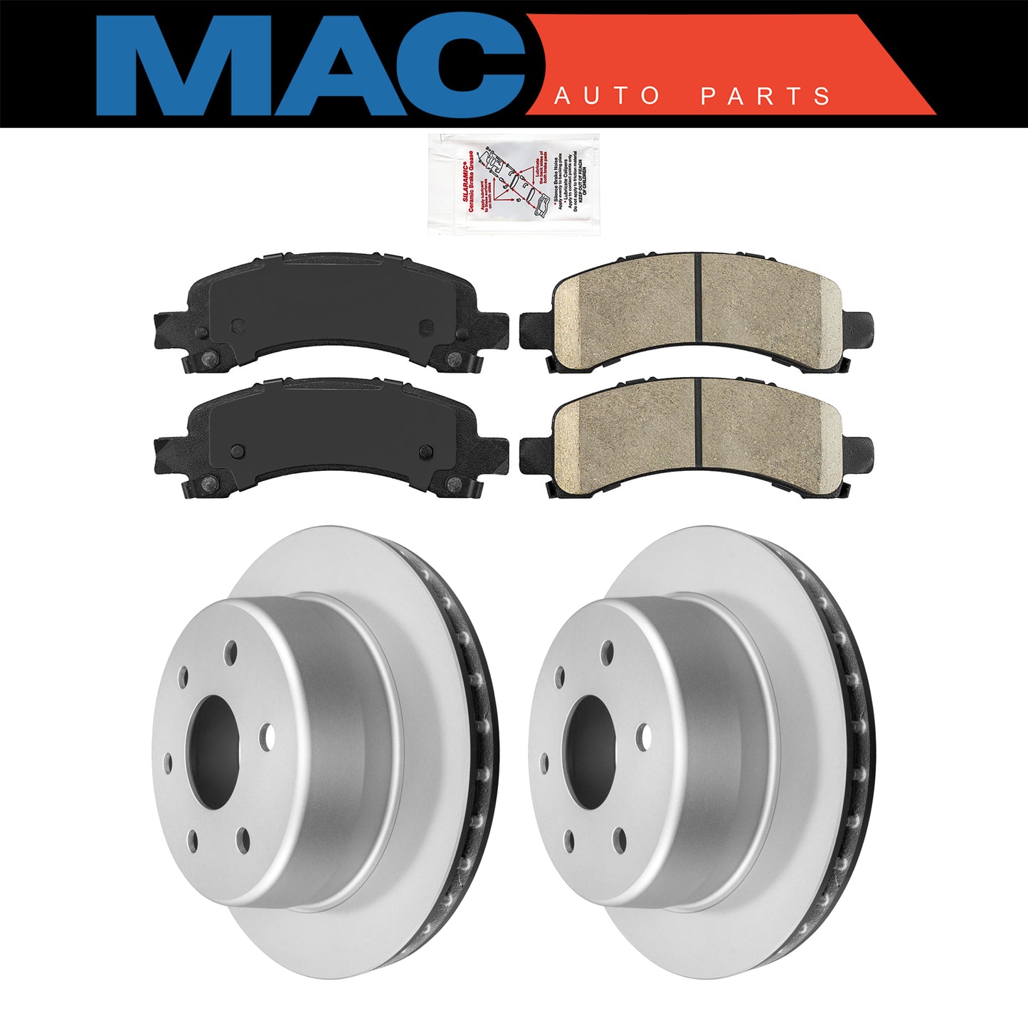 Rear Ceramic Pad & Coated Rotors FOR 03-14 CHEVY EXPRESS SUBURBAN TAHOE ESCALADE