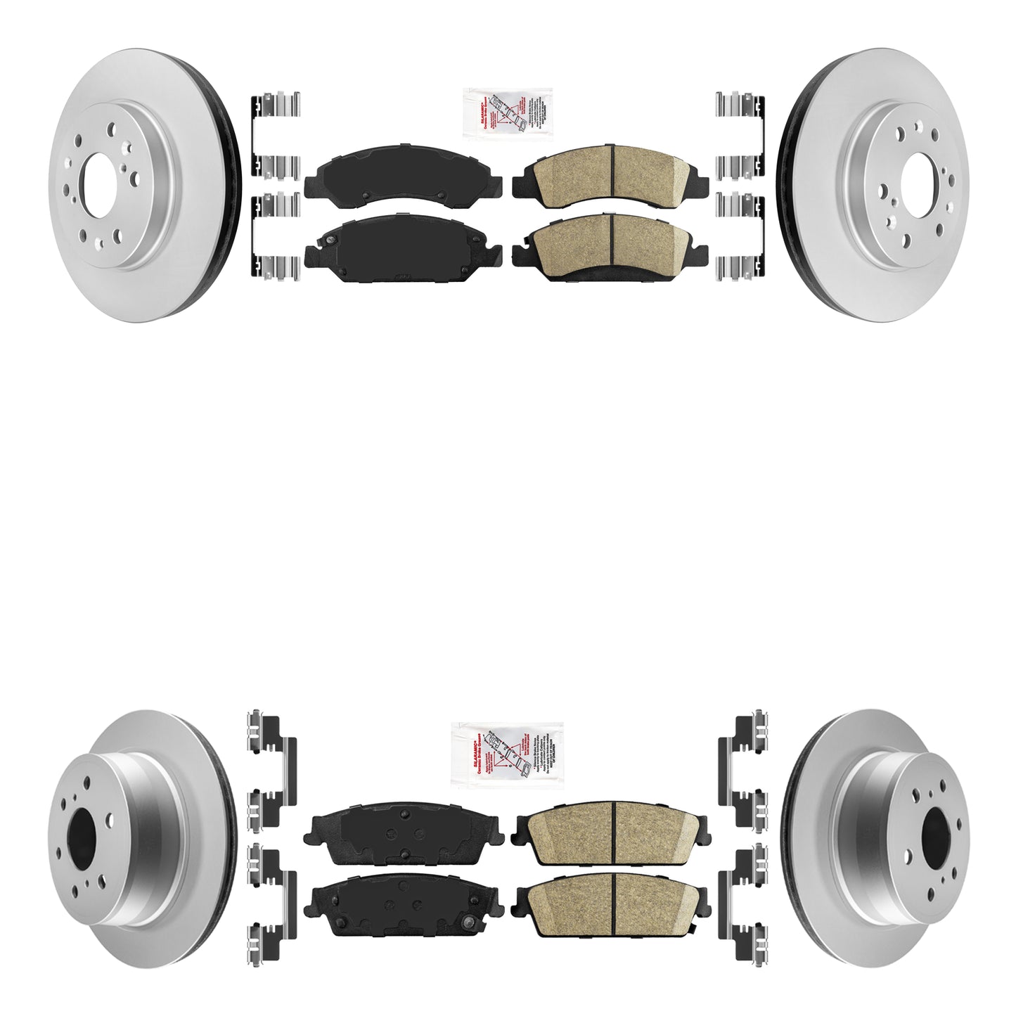 Front & Rear Ceramic Brake Pad & Coated Rotors FOR 07-14 SIERRA YUKON & YUKON XL