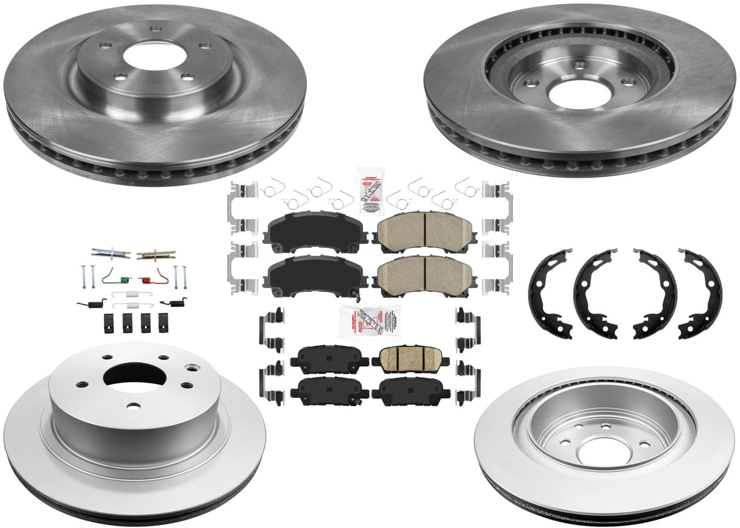 AmeriPro Pastillas de freno de cerámica con revestimiento de rotores para Nissan Rogue 2014-2018 3 filas