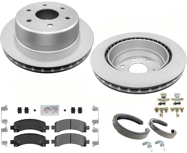 For Express Van 1500 2009-14 REAR Coated Disc Brake Rotors Brake Pads Parking S