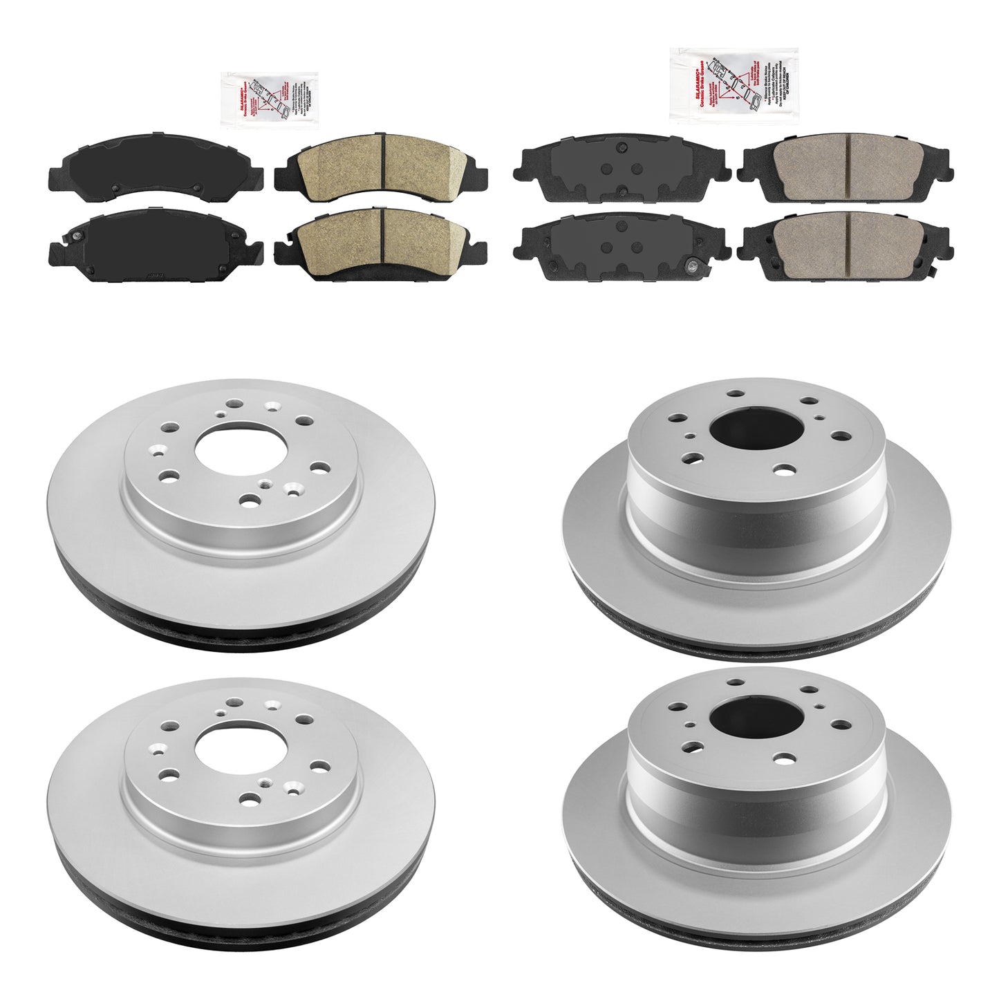 Ceramic Front & Rear Pads & Coated Rotors FOR 2013-2020 GMC SIERRA YUKON - XL