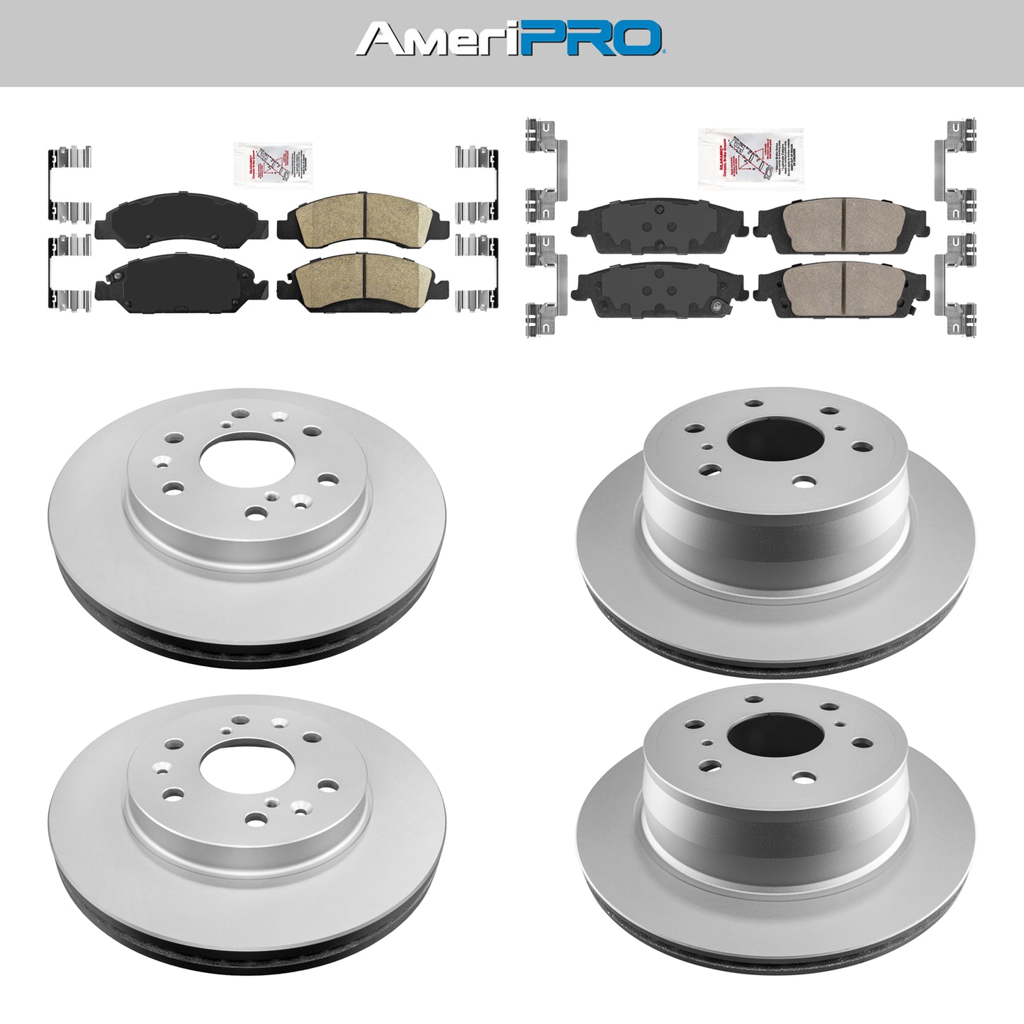 Front & Rear Ceramic Brake Pad & Coated Rotors FOR 15-20 CADILLAC ESCALADE + ESV