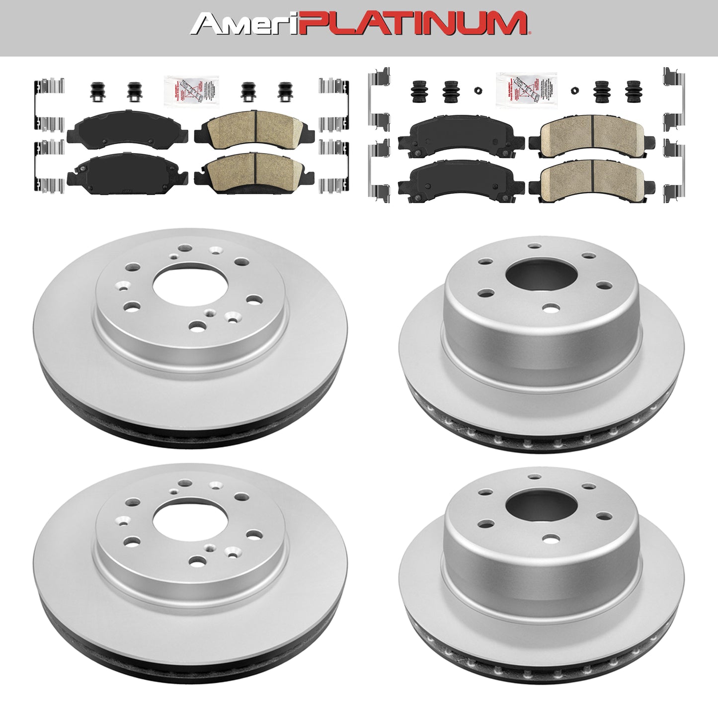 Front + Rear Brake Pads & Coated Rotors FOR 2009-2014 EXPRESS 1500 & SAVANA 1500