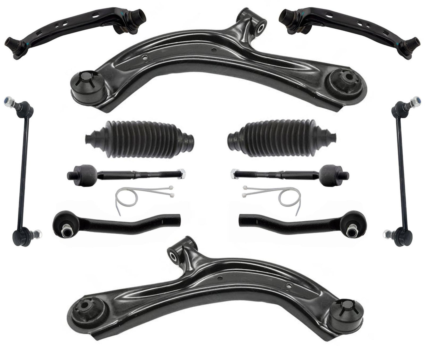 Front Lower & Upper Control Arms Tie Rods & Links For Nissan Sentra 2013-2019