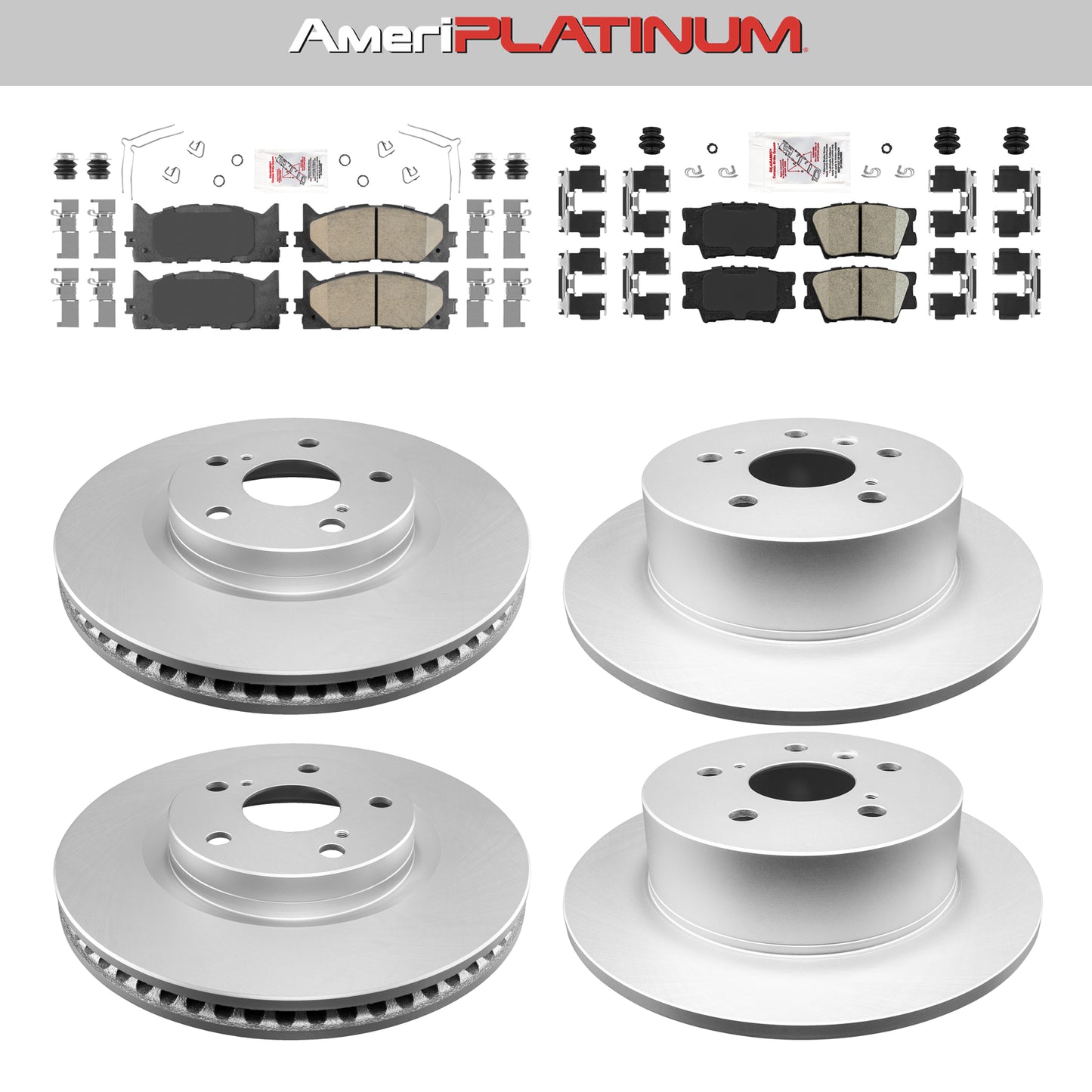 Pastillas de freno delanteras + traseras y rotores recubiertos PARA AVALON CAMRY ES300H ES350 2012-2018