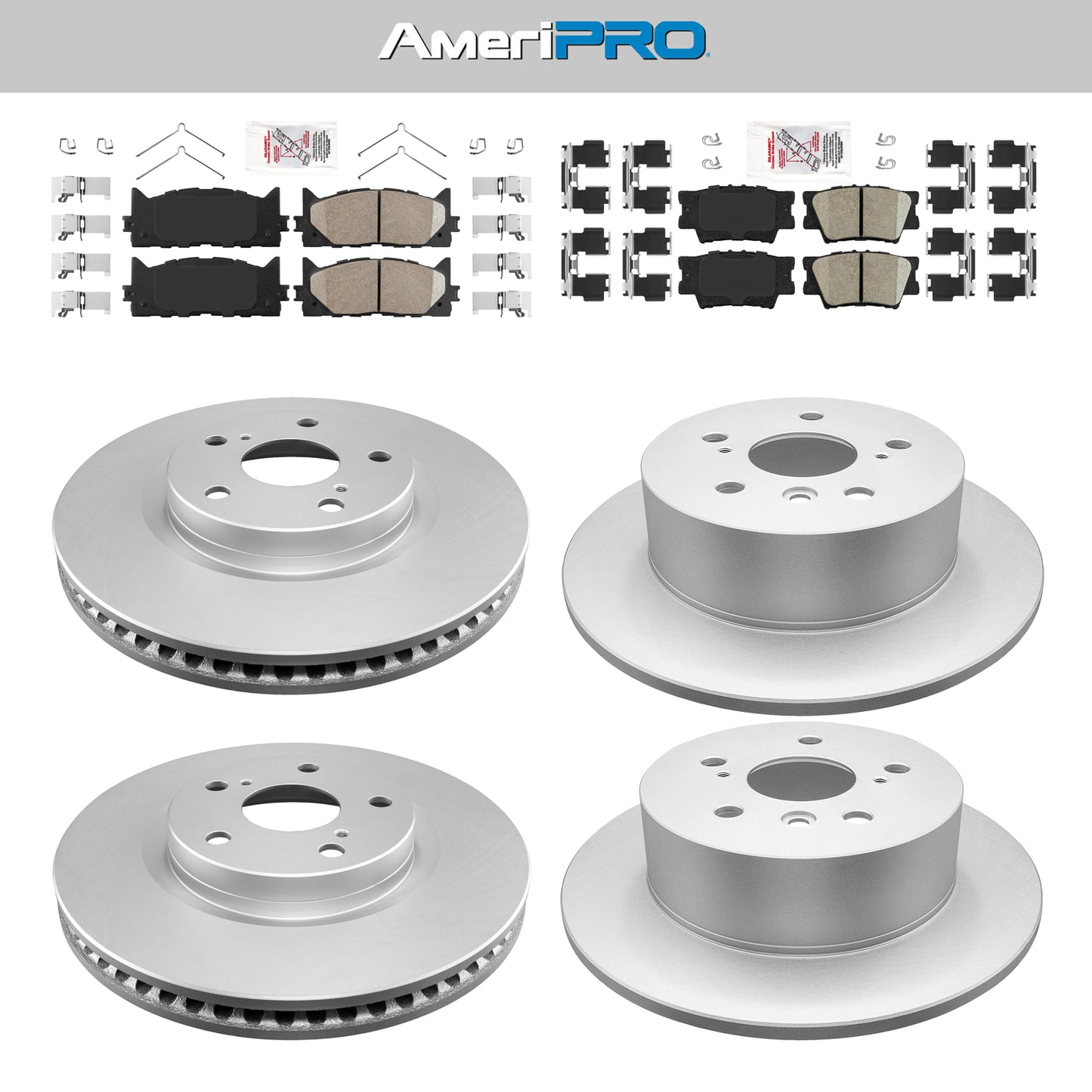 Pastillas de freno de cerámica delanteras y traseras y rotores recubiertos PARA AVALON CAMRY ES350 2007-2012
