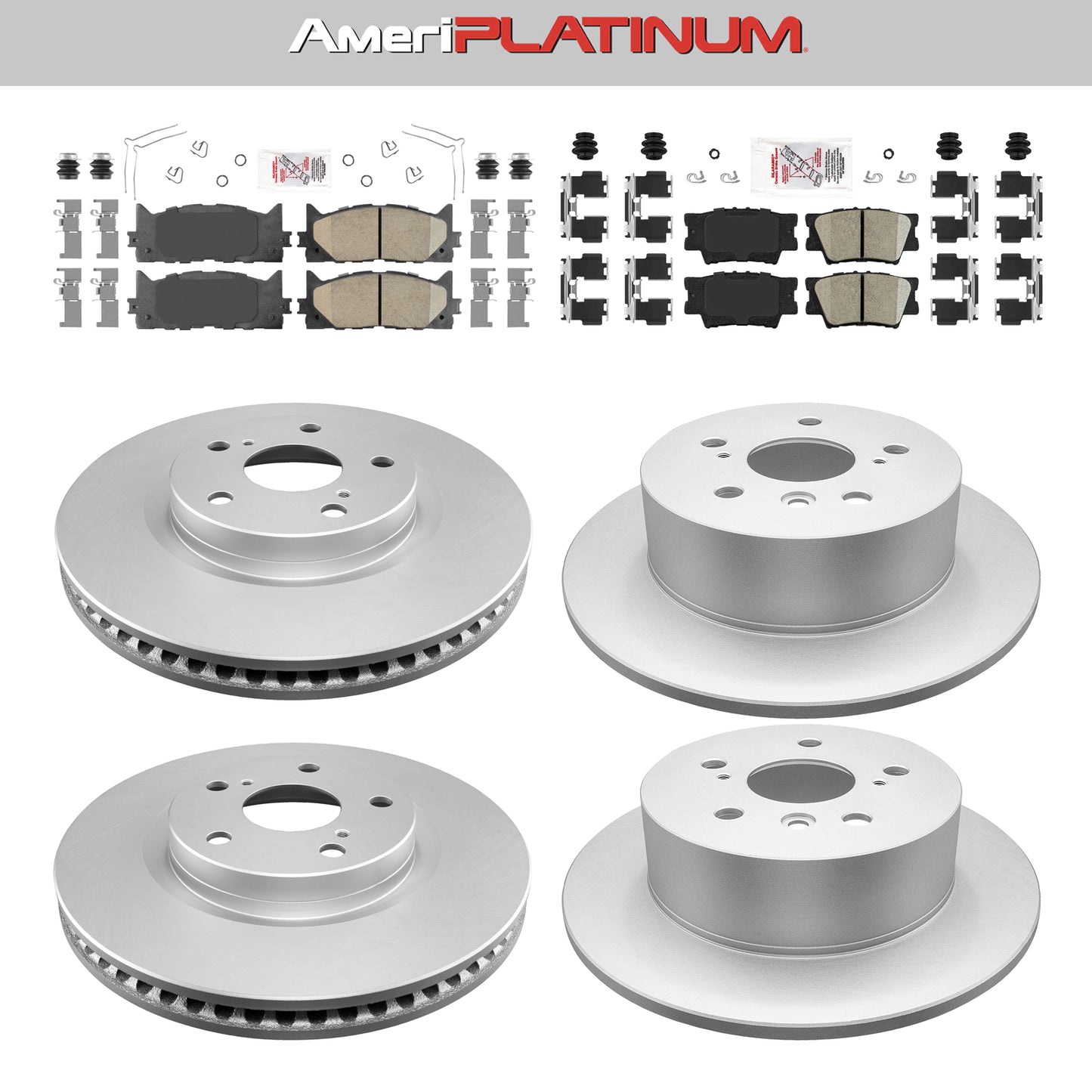 Pastillas de freno delanteras + traseras y rotores recubiertos PARA TOYOTA AVALON CAMRY ES350 2007-2012