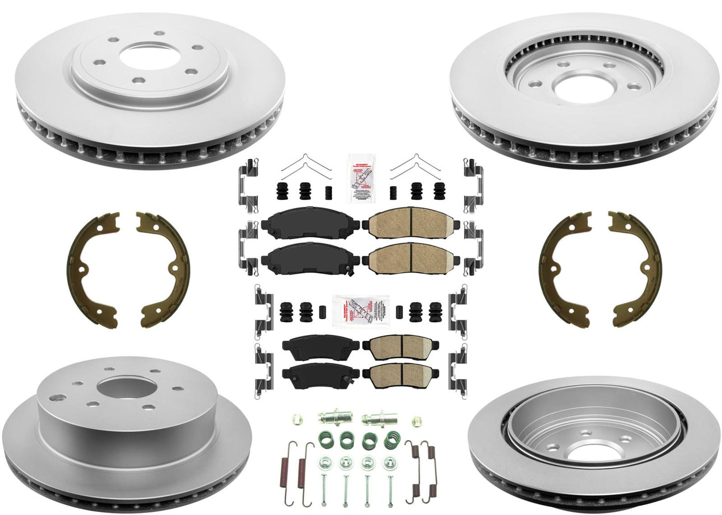 Front & Rear Coated Rotors & AmeriBRAKES Pads For Nissan Frontier 2005-2021