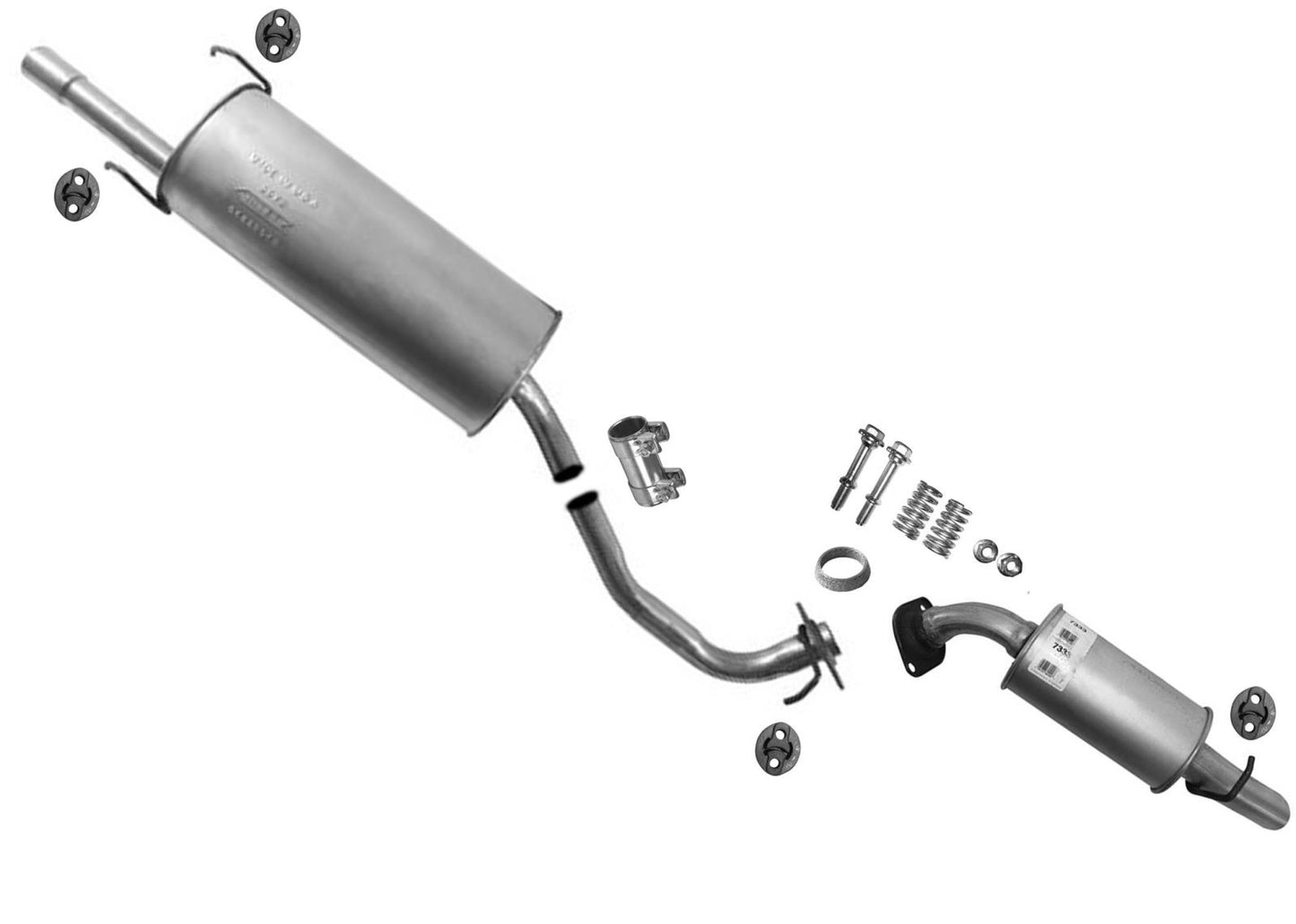 Weld On Exhaust Muffler Resonator Pipe for Toyota Highlander Hybrid 3.3L 08-10