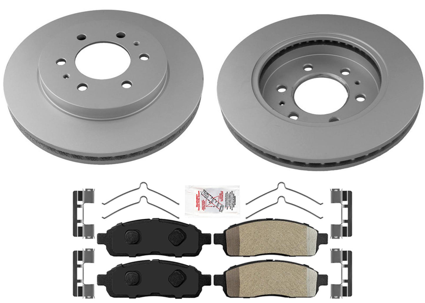 Pastillas de rotores de freno de disco recubiertas AmeriBRAKES delanteras para Ford F150 2009 6 pernos
