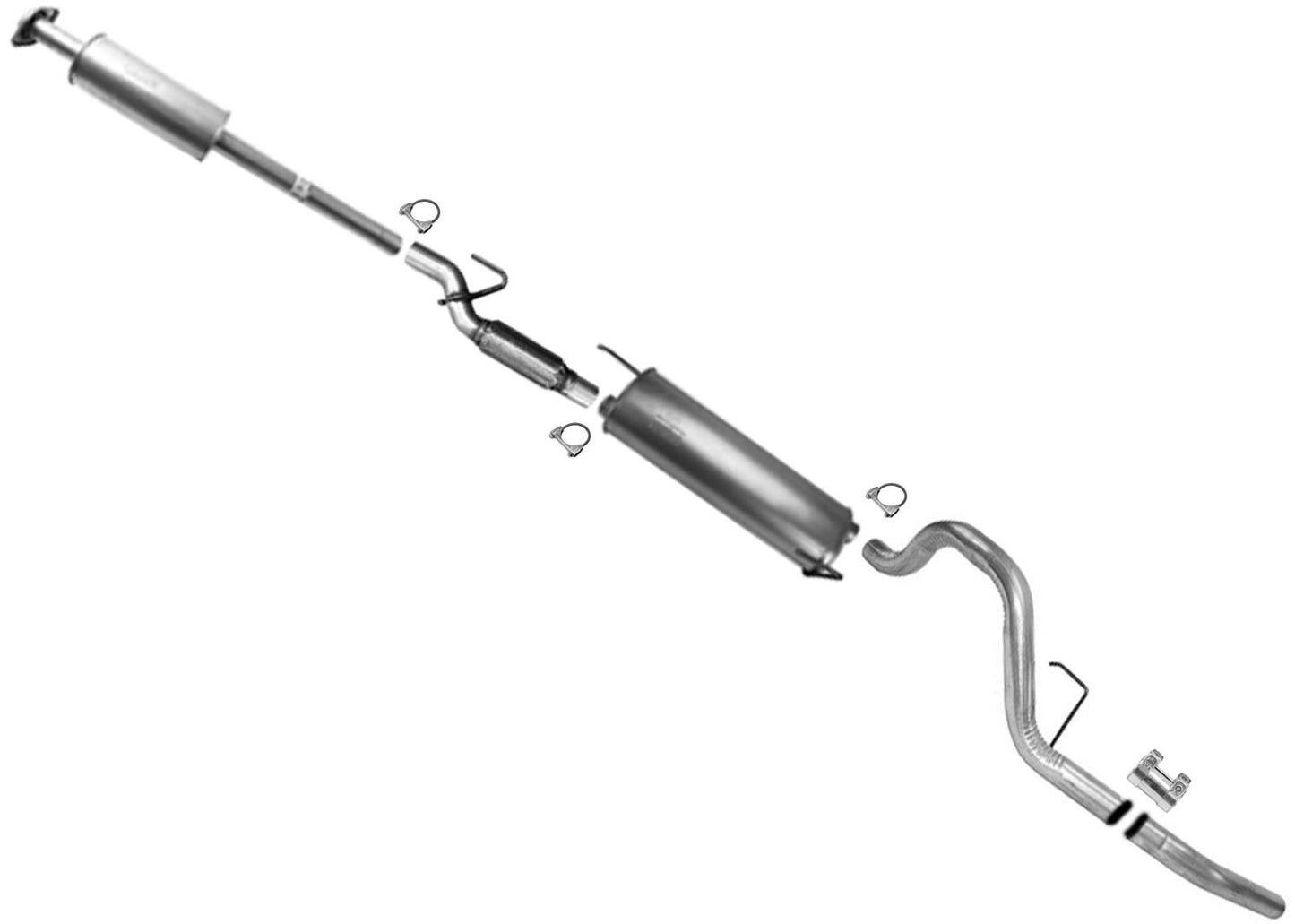 Resonator Muffler Tail Pipe Exhaust System for F150 11-14 3.7L 163" Wheelbase