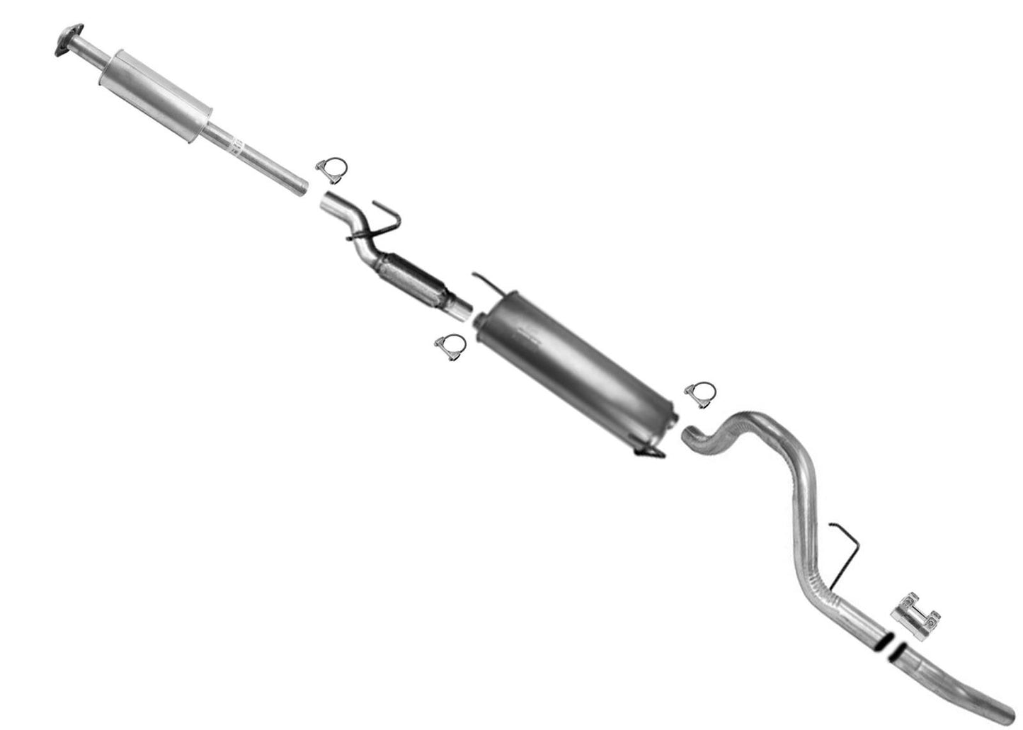 Resonator Muffler Tail Pipe Exhaust System for F150 11-14 3.7L 157" Wheelbase
