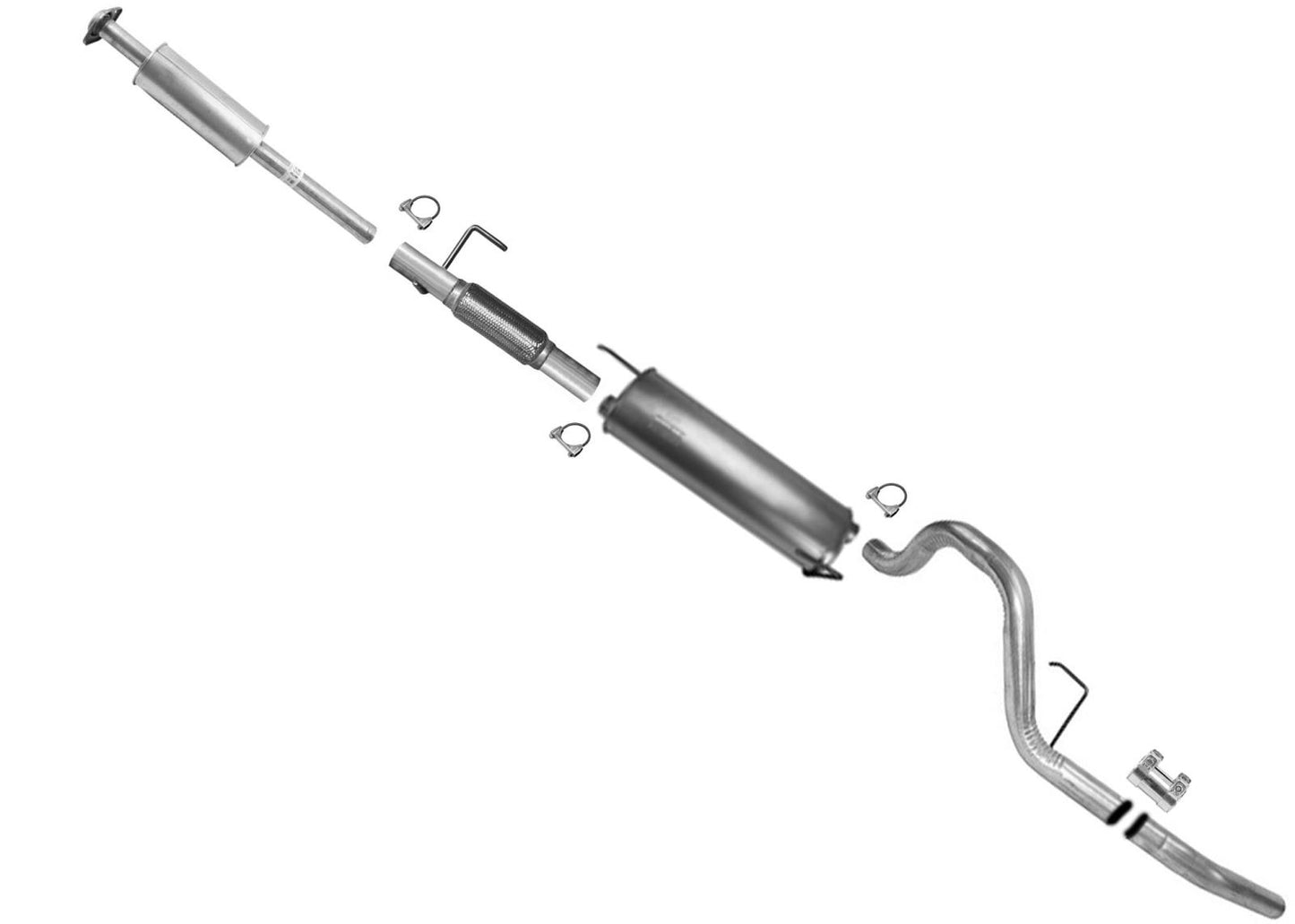 Resonator Muffler Tail Pipe Exhaust System for F150 11-14 3.5L 157" Wheelbase