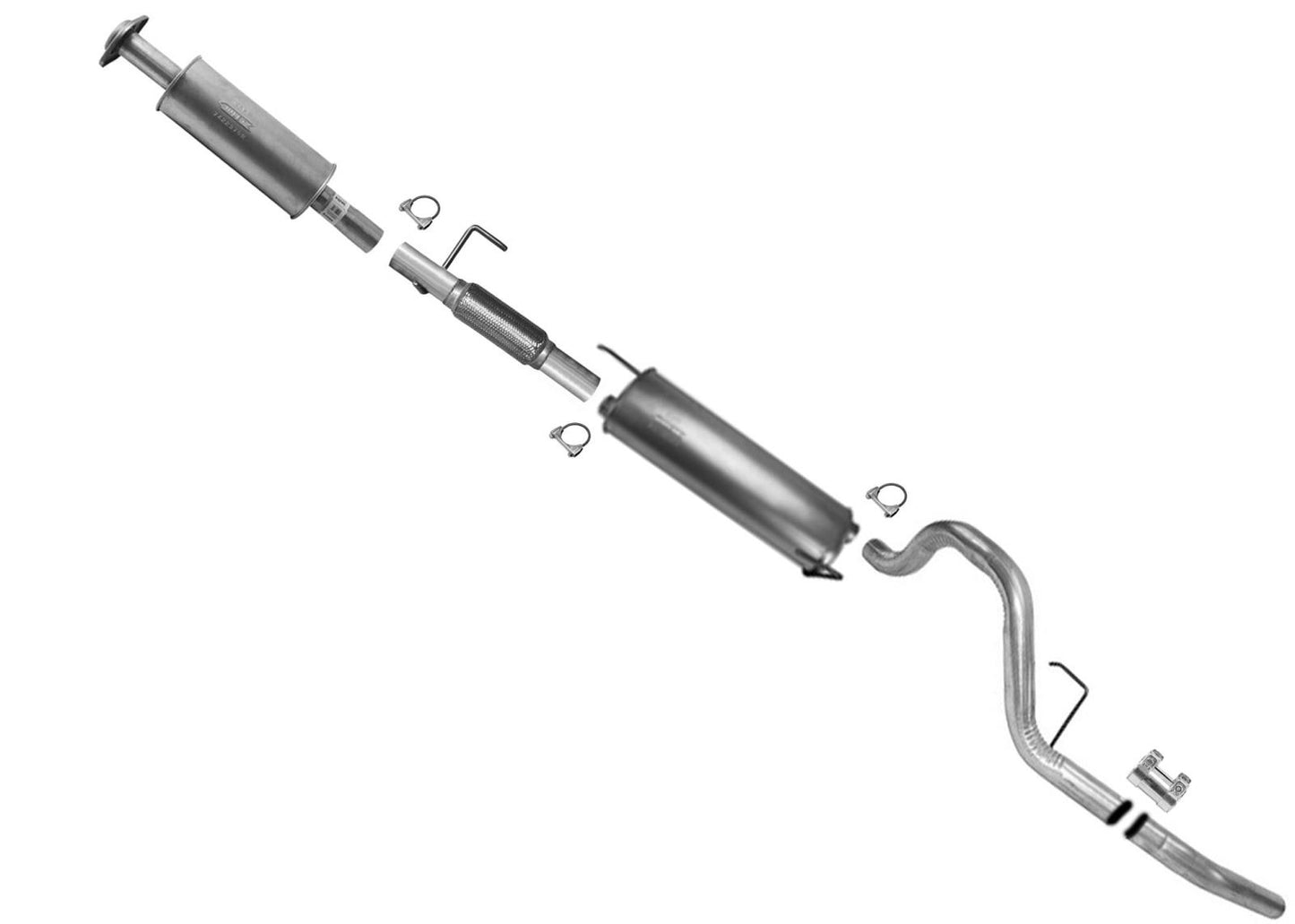 Resonator Muffler Tail Pipe Exhaust System for F150 11-14 3.5L 145" Wheelbase