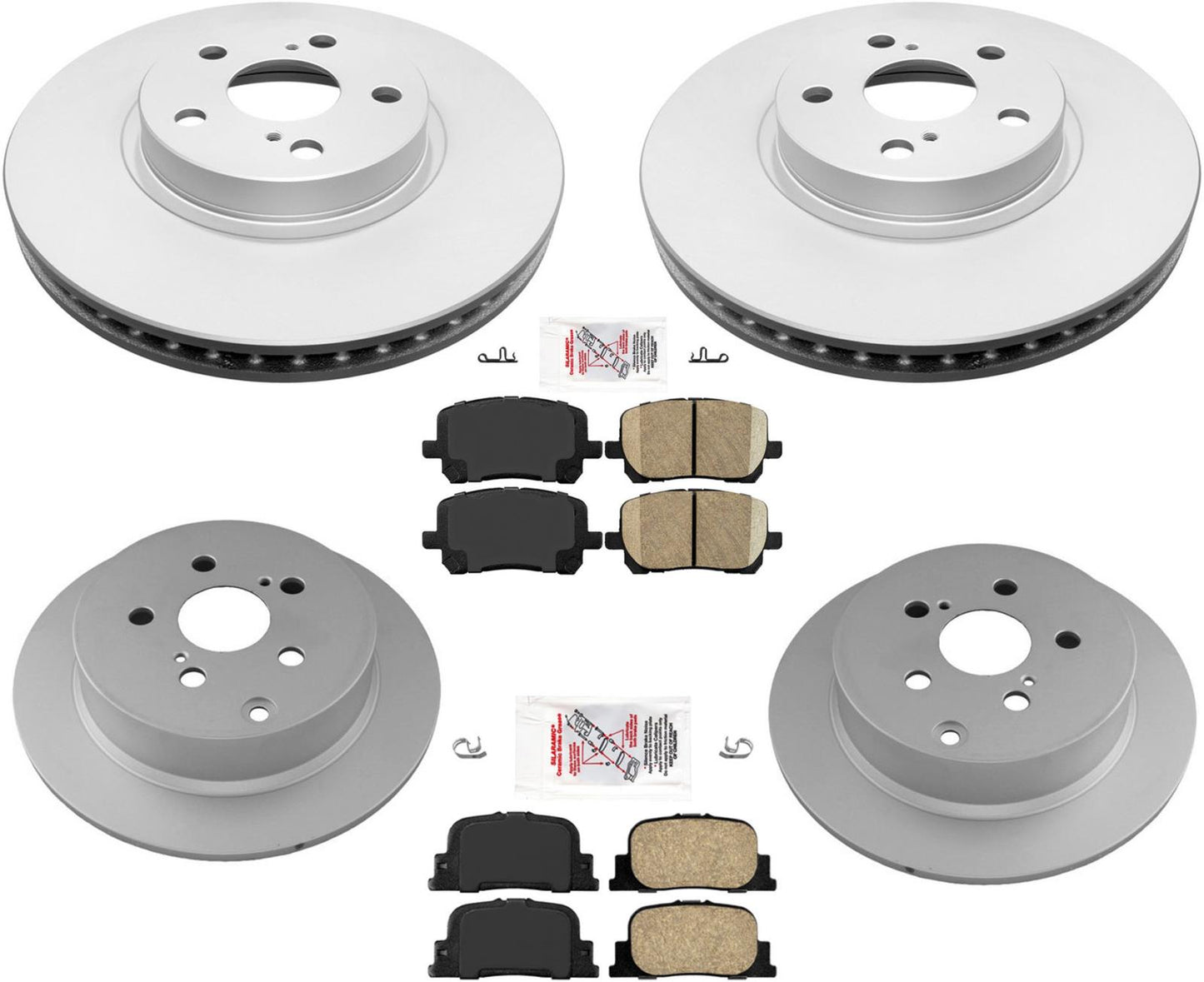 Para Scion TC 2005-2010 rotores de disco de freno delanteros y traseros recubiertos y pastillas de cerámica, 6 piezas