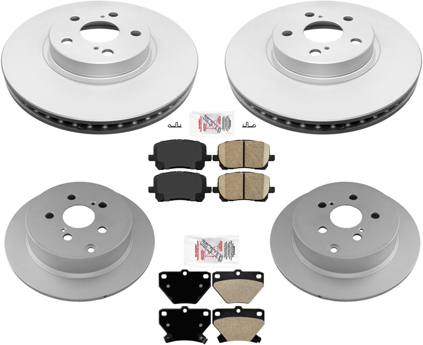 Rotores de freno delanteros y traseros recubiertos y pastillas de cerámica para Celica GTS GT 2002-2005