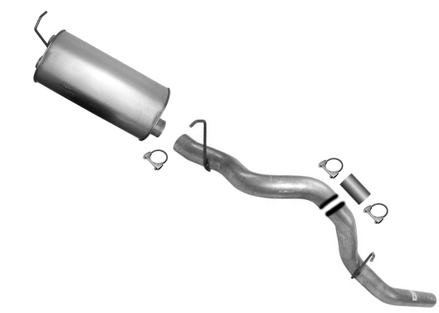 Weld On Rear Muffler & Tail Pipe for Chevrolet 2500HD 2001-2006 Pick Up 6.0 8.1L