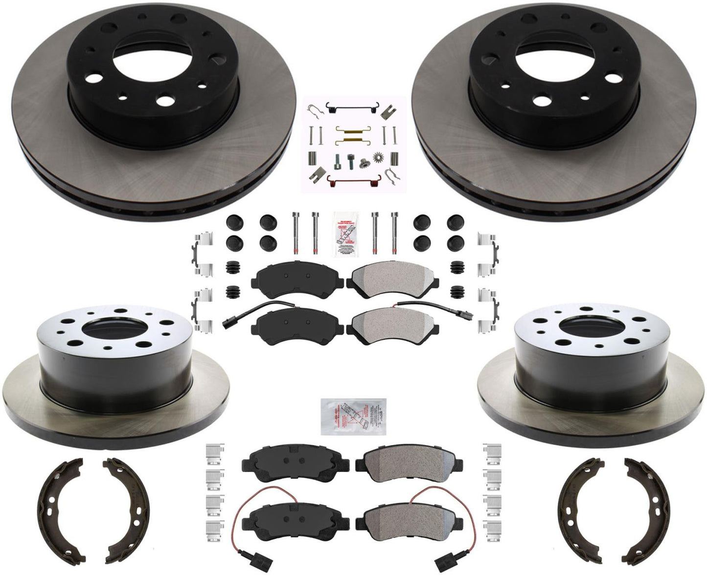 Front & Rear Carbon Rotors & Brakes Pads W/ Hardware For Promaster 1500 14-21