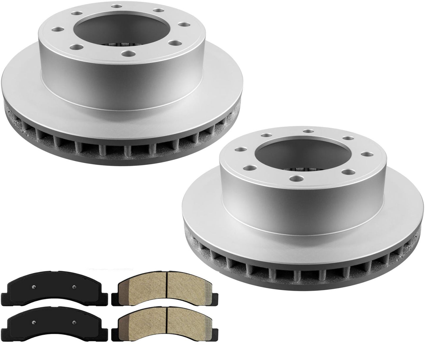 For 01-04 F250 Super Duty 4 Wheel Drive Front Coated Brake Rotors & Pads