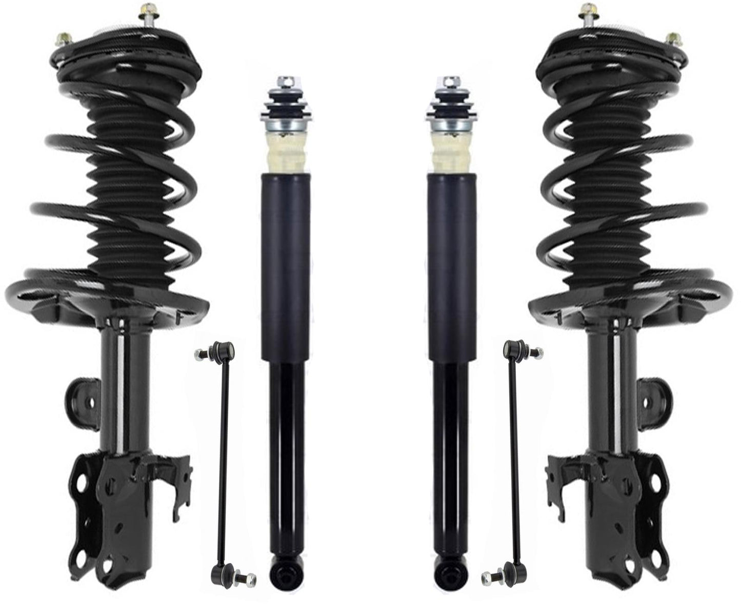 Puntales delanteros, amortiguadores traseros completos y enlaces de barra estabilizadora para Toyota Prius V 2012-2016