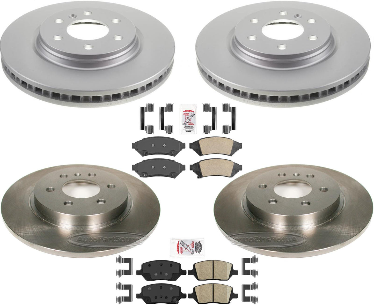 Rotores de freno recubiertos delanteros y traseros y pastillas de cerámica para Chevrolet Uplander 2006-2009