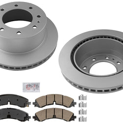 REAR Coated Brake Rotors Pads For 2020-2024 Sierra 3500HD W/ Single Rear Wheel