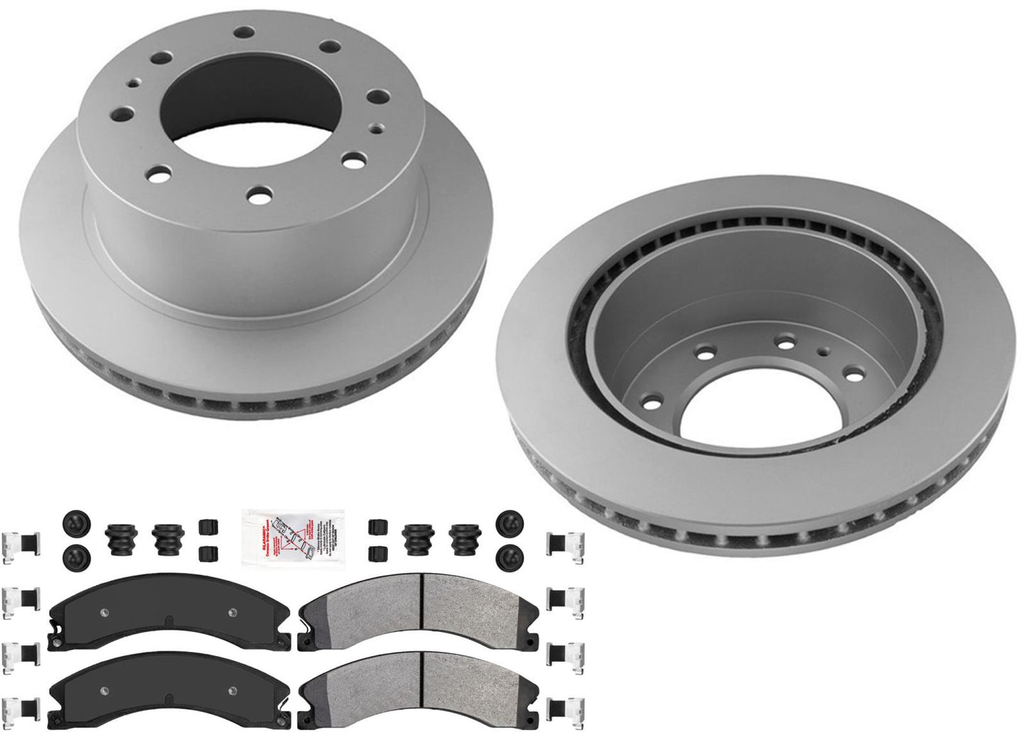 REAR Coated Brake Rotors Pads Hardwaer for GMC Sierra 2500 11-16 SRW