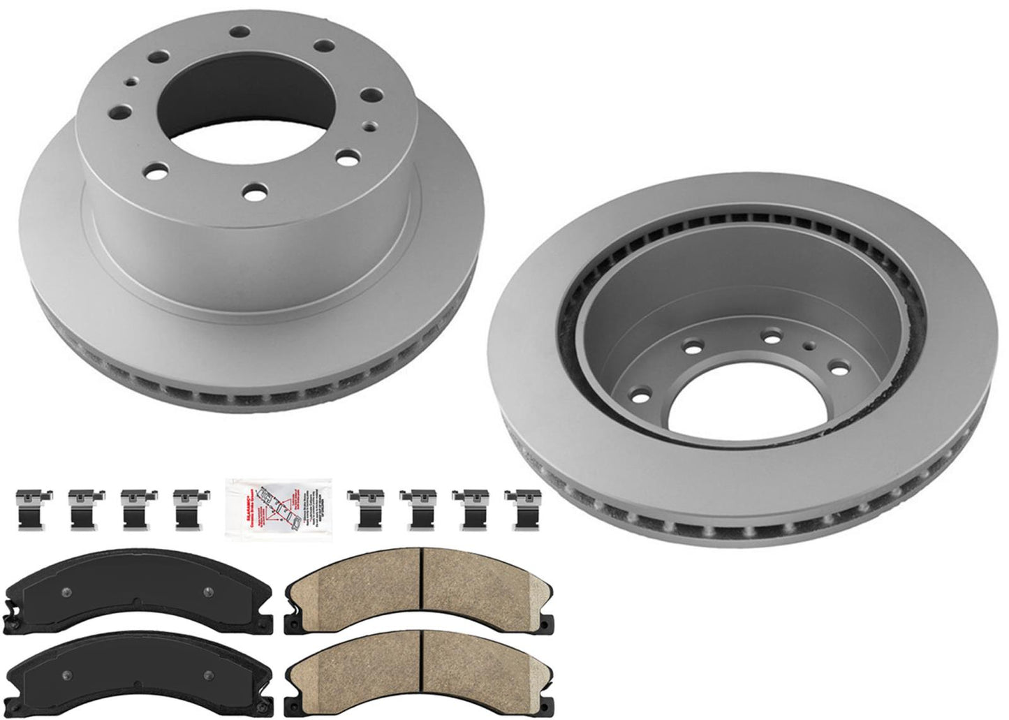 Rear Coated Brake Rotors Pads for GM Silverado 2500HD 2011-2019 W/ SRW