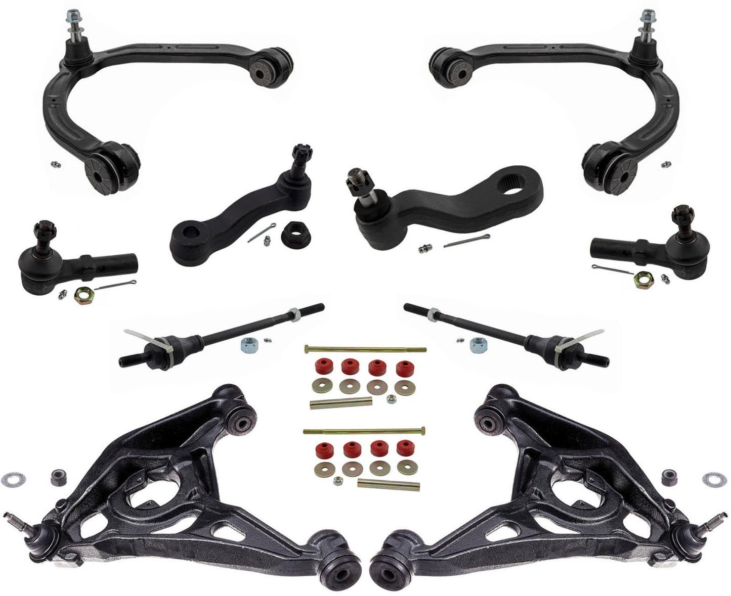 Front Upper & Lower Control Arms Tie Rods Kit For Chevrolet Express 4500 09-17